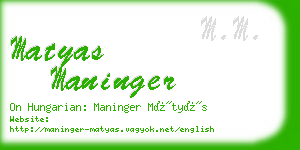 matyas maninger business card